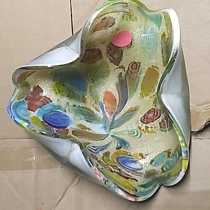 Murano style art glass dish awesome.colors